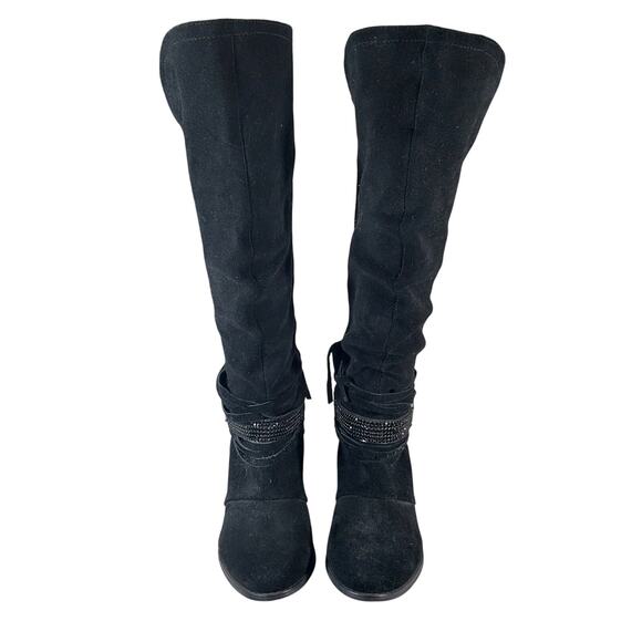 NAUGHTY MONKEY! BLACK GENUINE LEATHER WESTERN TRIPLE ANKLE WRAP BOOTS! SZ 7.5M - Picture 2 of 10